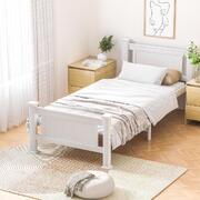 Bed Frame King Single Size Wooden Pine Wood Timber White