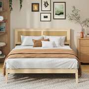 Double Wooden Bed Frame Natural 199x145x94cm