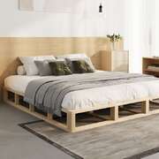 Wooden Bed Frame King Size Cage-like Base