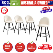 4x Bar Stools Kitchen Counter Stool White Boucle Padded