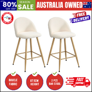 2x Bar Stools Kitchen Counter Stool Boucle Padded Stools