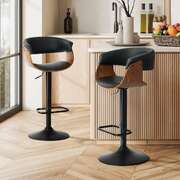 Swivel Bar Stools PU Leather Armrest 2x Black | EXTG
