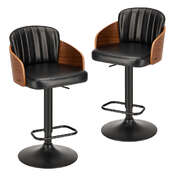 2x Swivel Bar Stools Gas Lift PU Leather Adjustable Kitchen Chairs Black