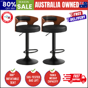 4x Bar Stools with Gas Lift Swivel Black
