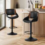 Swivel Bar Stools PU Leather Set of 2 Black | EXTG