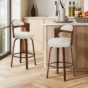 White Swivel Bar Stools PU Leather Set 2 | EXTG