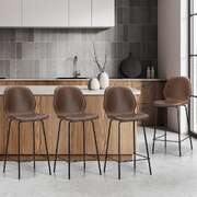 Bar Stools Set of 4 High Back PU Leather Brown | EXTG