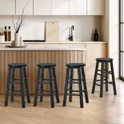 Black Bar Stools Set 4 Round Kitchen Counter | EXTG