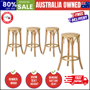 4x Bar Stools Dining Chair Rattan Seat Natural