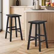 Black Bar Stools Set 2 Rubber Wood 150kg | EXTG