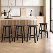 Black Bar Stools Set of 4 Rubber Wood 150kg | EXTG