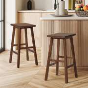 Walnut Bar Stools Set 2 Kitchen Counter 67cm | EXTG