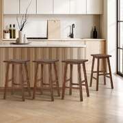 Bar Stools Set of 4 Walnut Rubber Wood | EXTG