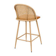 2x Bar Stools Rattan Dining Chair Natural PU Brown