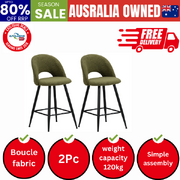 2x Bar Stools Kitchen Counter Stool Boucle Green HORN