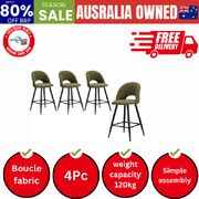 4x Bar Stools Kitchen Counter Stool Boucle Green HORN