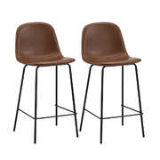 2x Bar Stools Kitchen Dining Chair PU Leather Brown