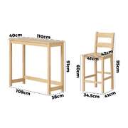 3PCS Bar Table Set Cafe Tables and 2 Stools Natural