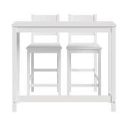 3PCS Bar Table Set Cafe Tables and 2 Stools White