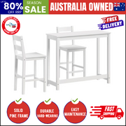 3PCS Bar Table Set Cafe Tables and 2 Stools White