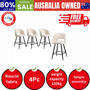 4x Bar Stools Kitchen Dining Chair Boucle White SURA
