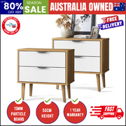 Bedside Tables Set of 2 Side Table Nightstand Storage Cabinet Wood
