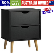 Bedside Tables 2 Drawers Side Table Bedroom Furniture Storage Black