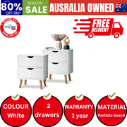 Bedside Tables Set of 2 Side Table Nightstand Storage Cabinet White