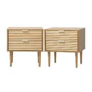 Bedside Tables 2 Drawers Natural Set of 2 | EXTG