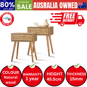 Bedside Tables Set of 2 Side Table Storage Cabinet Nightstand Rattan