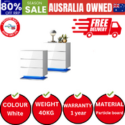 Bedside Tables Set of 2 LED Side Table Nightstand Cabinet 3 Drawers