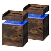 2x LED Bedside Table USB Charging Station Natural