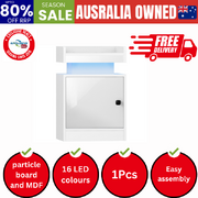 LED Bedside Table USB Charging Station White