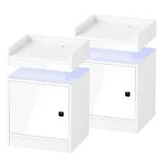 2x LED Bedside Table USB Charging Station White
