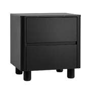Bedside Table 2 Drawer Storage Cabinet Nightstand Black Wood Finish