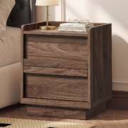 Bedside Table 2 Drawers Walnut 40x35x47cm