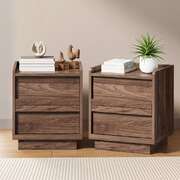 Bedside Table 2 Drawers Walnut 40x35x47cm