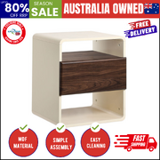 Bedside Table With Drawer Open Shelves Retro-Modern