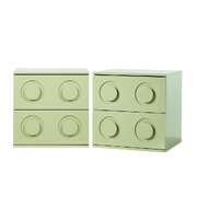 Bedside Table 2 Drawer Nightstand Side Cabinet Green 2 Pack
