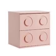 Bedside Table 2 Drawers Nightstand Side Storage Cabinet - Pink