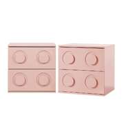Bedside Table 2 Drawer Nightstand Side Cabinet Pink 2 Pack