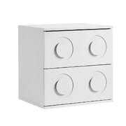 Bedside Table 2 Drawers Nightstand Side Storage Cabinet - White