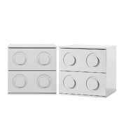 Bedside Table 2 Drawer Nightstand Side Cabinet White 2 Pack