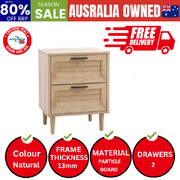 Bedside Table Nightstand 2 Drawers Side End Table Storage Natural
