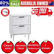Bedside Table Nightstand 2 Drawers Side End Table Bedroom Storage White