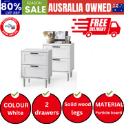 Bedside Tables Set of 2 Nightstand Side End Table Bedroom Storage White