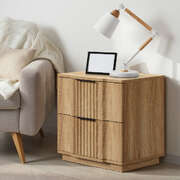 Bedside Tables 2 Drawers Natural 2pk Nightstand | EXTG