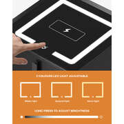 2x Smart Bedside Tables Wireless Charging LED 3 Drawers Black
