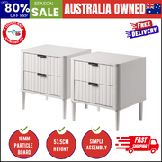 2x Bedside Table 2 Drawers Nightstand White