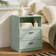 Green Bedside Table 2 Drawers Open Shelf | EXTG